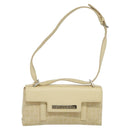 BVLGARI Logogram Shoulder Bag Canvas Beige Silver Auth 119550-13