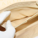 BVLGARI Logogram Shoulder Bag Canvas Beige Silver Auth 119550-21