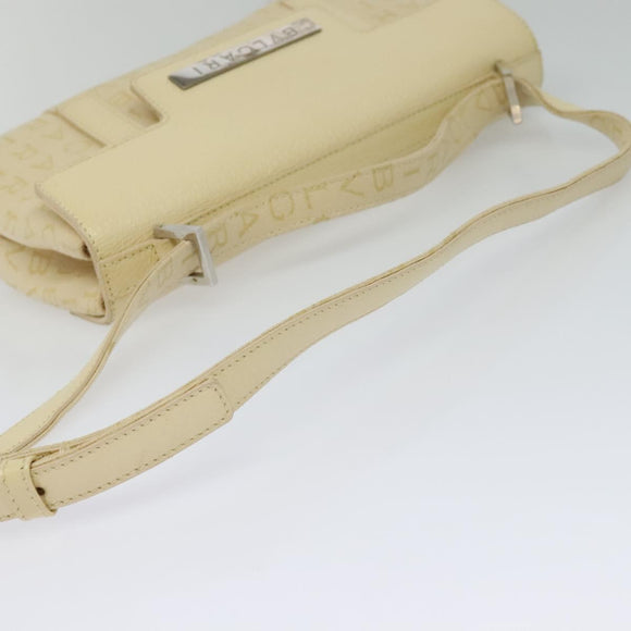 BVLGARI Logogram Shoulder Bag Canvas Beige Silver Auth 119550