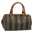 FENDI Pecan Canvas Hand Bag Brown Gold Auth 119578-1