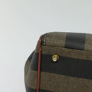 FENDI Pecan Canvas Hand Bag Brown Gold Auth 119578-9