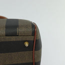 FENDI Pecan Canvas Hand Bag Brown Gold Auth 119578-14