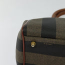 FENDI Pecan Canvas Hand Bag Brown Gold Auth 119578-15