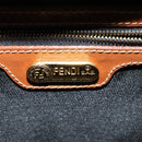 FENDI Pecan Canvas Hand Bag Brown Gold Auth 119578-10