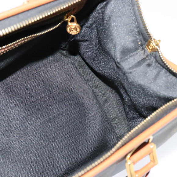 FENDI Pecan Canvas Hand Bag Brown Gold Auth 119578