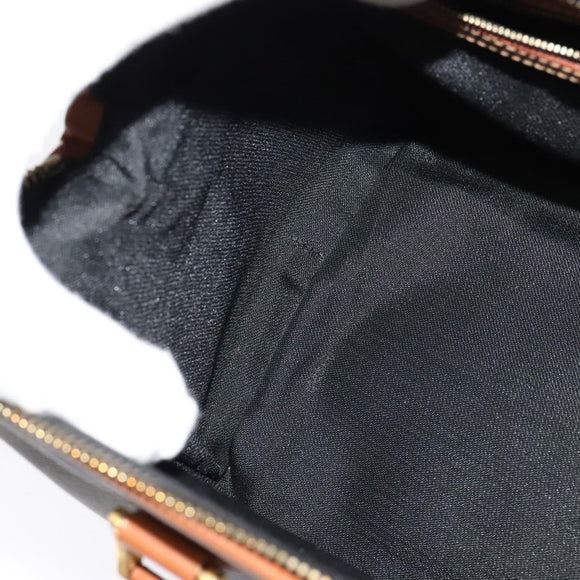 FENDI Pecan Canvas Hand Bag Brown Gold Auth 119578