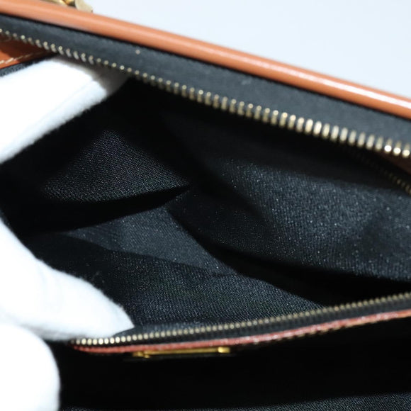 FENDI Pecan Canvas Hand Bag Brown Gold Auth 119578