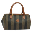 FENDI Pecan Canvas Hand Bag Brown Gold Auth 119578-13