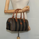 FENDI Pecan Canvas Hand Bag Brown Gold Auth 119578-21