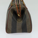 FENDI Pecan Canvas Hand Bag Brown Gold Auth 119578-3
