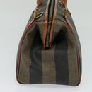 FENDI Pecan Canvas Hand Bag Brown Gold Auth 119578-4
