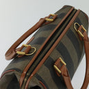 FENDI Pecan Canvas Hand Bag Brown Gold Auth 119578-6