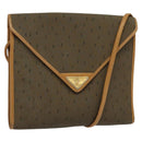 SAINT LAURENT Shoulder Bag PVC Leather Brown Gold Auth 119580-1