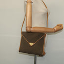 SAINT LAURENT Shoulder Bag PVC Leather Brown Gold Auth 119580-21
