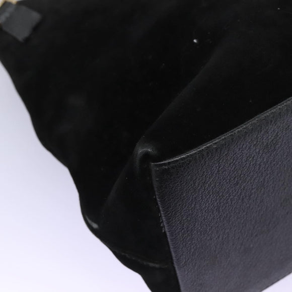 GUCCI Bamboo Hand Bag Suede 2way Black Gold 002 2058 0508 0 Auth 119581