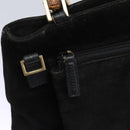 GUCCI Bamboo Hand Bag Suede 2way Black Gold 002 2058 0508 0 Auth 119581-18