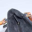 GUCCI Bamboo Hand Bag Suede 2way Black Gold 002 2058 0508 0 Auth 119581-10