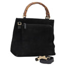 GUCCI Bamboo Hand Bag Suede 2way Black Gold 002 2058 0508 0 Auth 119581-1