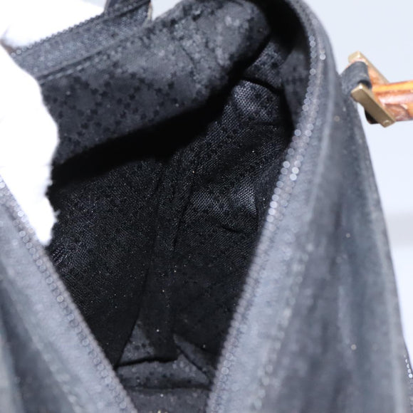 GUCCI Bamboo Hand Bag Suede 2way Black Gold 002 2058 0508 0 Auth 119581