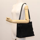 GUCCI Bamboo Hand Bag Suede 2way Black Gold 002 2058 0508 0 Auth 119581-26