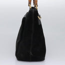 GUCCI Bamboo Hand Bag Suede 2way Black Gold 002 2058 0508 0 Auth 119581-3