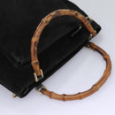 GUCCI Bamboo Hand Bag Suede 2way Black Gold 002 2058 0508 0 Auth 119581-6