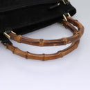 GUCCI Bamboo Hand Bag Suede 2way Black Gold 002 2058 0508 0 Auth 119581-7