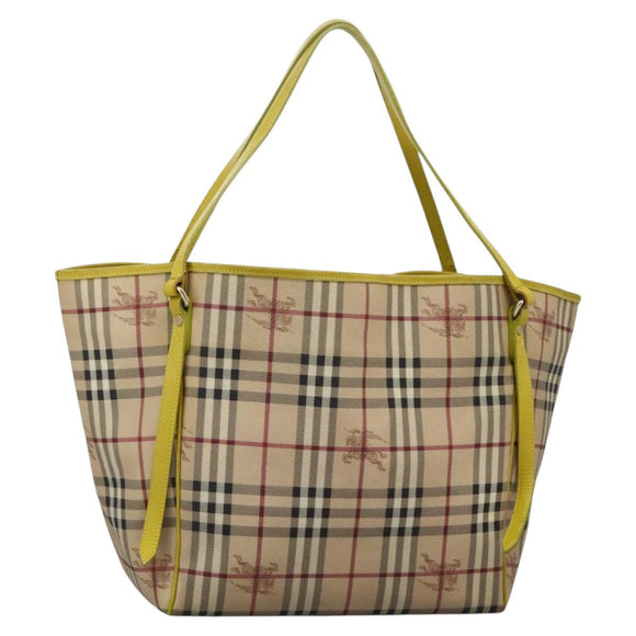 BURBERRY Nova Check Tote Bag PVC Beige Auth 119595
