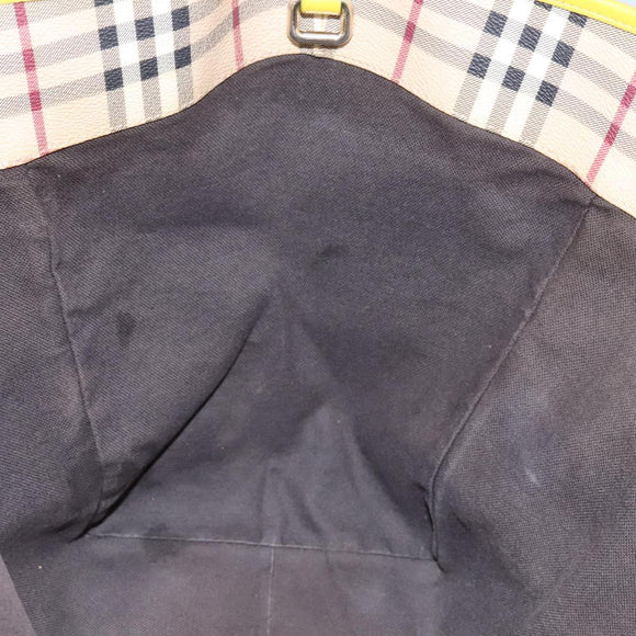 BURBERRY Nova Check Tote Bag PVC Beige Auth 119595