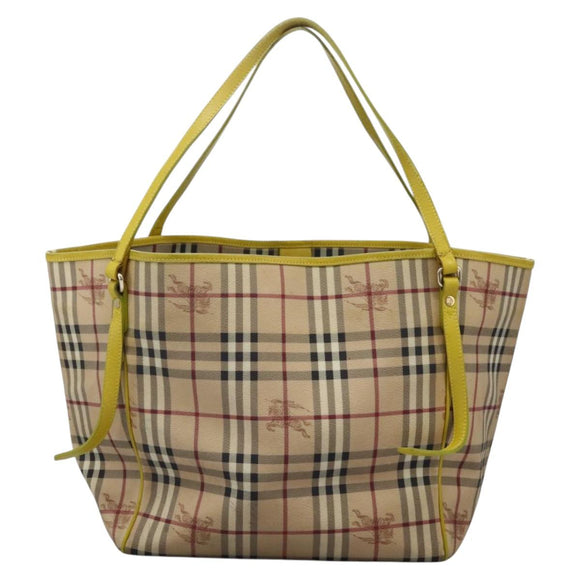 BURBERRY Nova Check Tote Bag PVC Beige Auth 119595