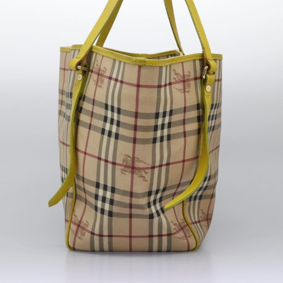 BURBERRY Nova Check Tote Bag PVC Beige Auth 119595