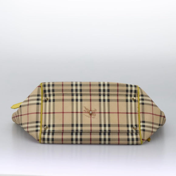 BURBERRY Nova Check Tote Bag PVC Beige Auth 119595