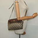 GUCCI GG Supreme Web Sherry Line Bag PVC Beige Gold 001 115 6655 Auth 119601-22