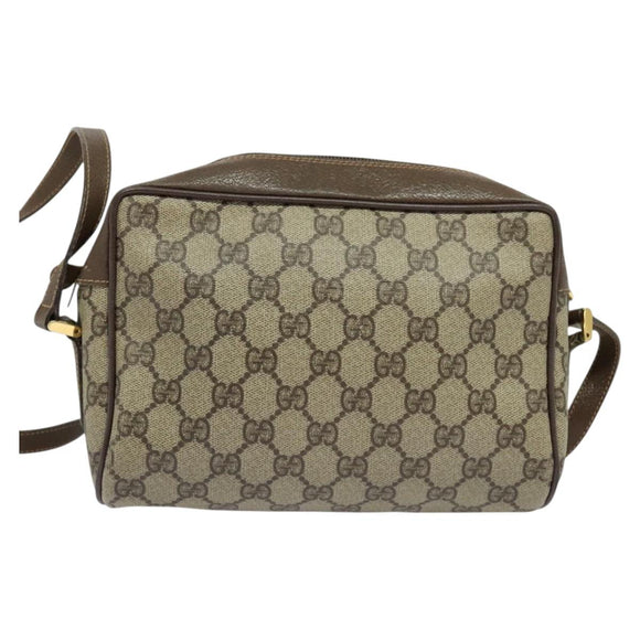 GUCCI GG Supreme Web Sherry Line Bag PVC Beige Gold 001 115 6655 Auth 119601