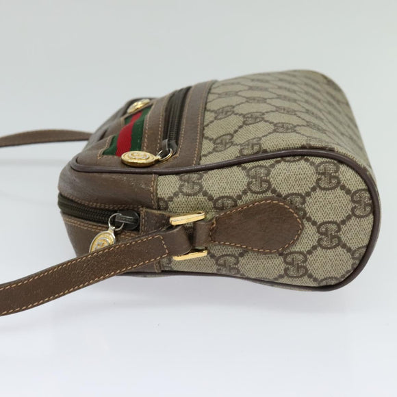 GUCCI GG Supreme Web Sherry Line Bag PVC Beige Gold 001 115 6655 Auth 119601