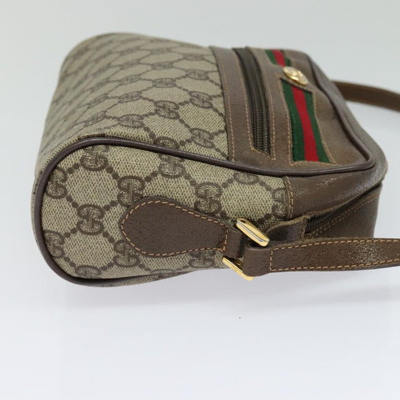 GUCCI GG Supreme Web Sherry Line Bag PVC Beige Gold 001 115 6655 Auth 119601