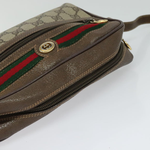 GUCCI GG Supreme Web Sherry Line Bag PVC Beige Gold 001 115 6655 Auth 119601