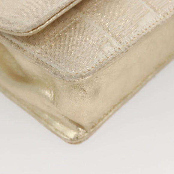 CHANEL New Travel Line Chain Wallet Nylon Gold CC Auth 119624