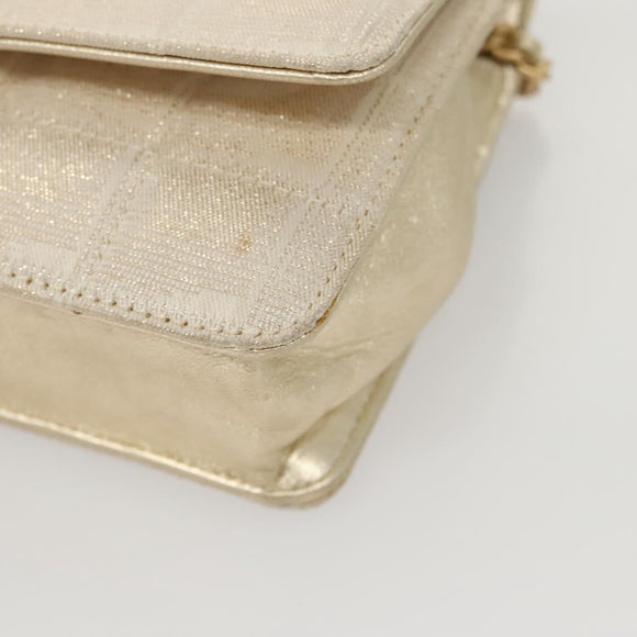 CHANEL New Travel Line Chain Wallet Nylon Gold CC Auth 119624