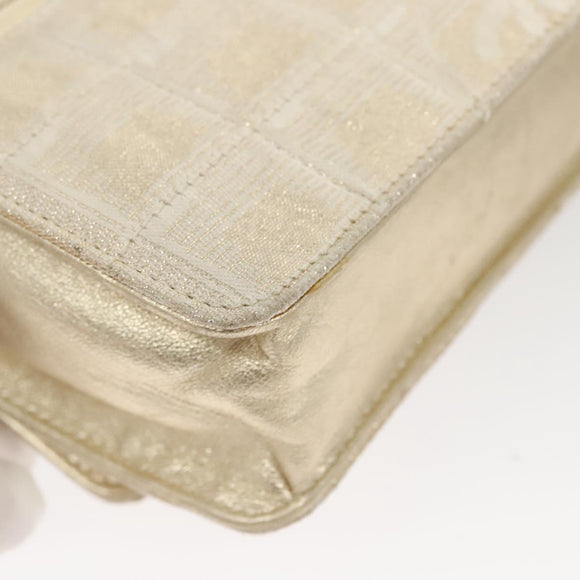 CHANEL New Travel Line Chain Wallet Nylon Gold CC Auth 119624