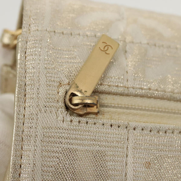 CHANEL New Travel Line Chain Wallet Nylon Gold CC Auth 119624