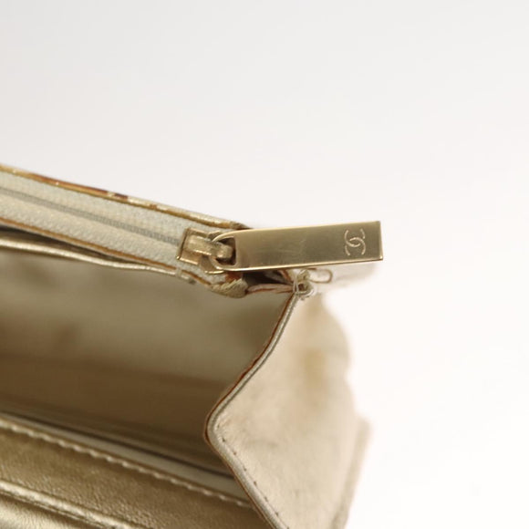 CHANEL New Travel Line Chain Wallet Nylon Gold CC Auth 119624