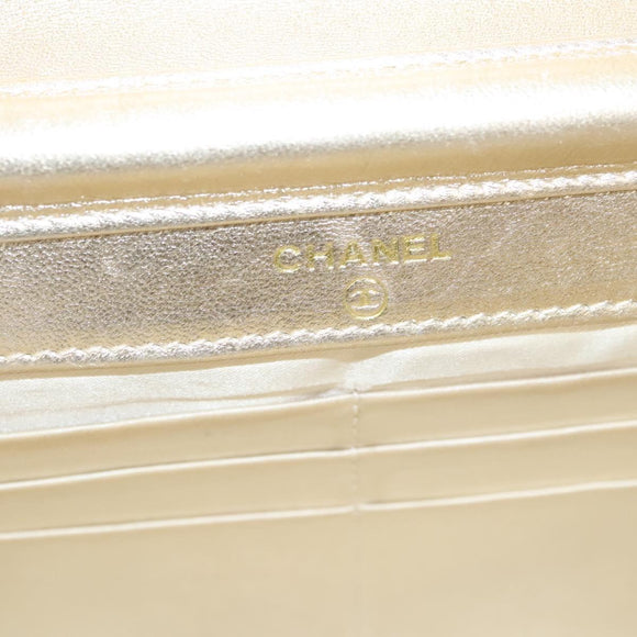 CHANEL New Travel Line Chain Wallet Nylon Gold CC Auth 119624