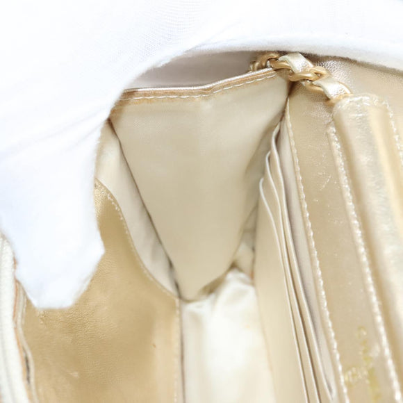 CHANEL New Travel Line Chain Wallet Nylon Gold CC Auth 119624