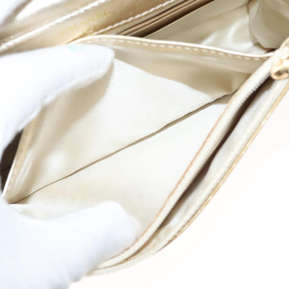 CHANEL New Travel Line Chain Wallet Nylon Gold CC Auth 119624