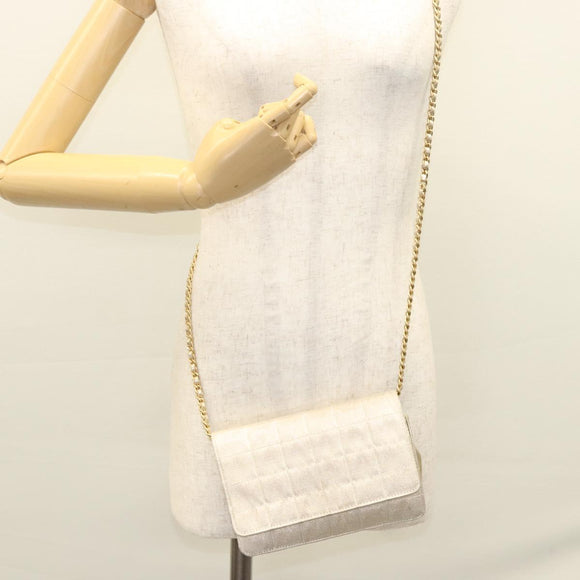 CHANEL New Travel Line Chain Wallet Nylon Gold CC Auth 119624