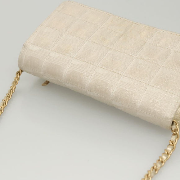 CHANEL New Travel Line Chain Wallet Nylon Gold CC Auth 119624