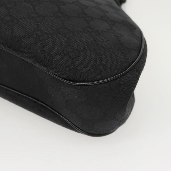GUCCI GG Canvas Bamboo Push Lock Hand Bag Black Auth 119629A