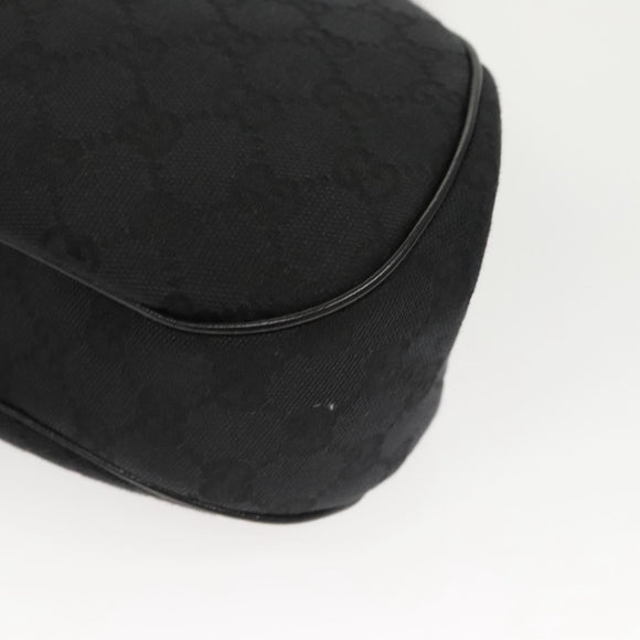 GUCCI GG Canvas Bamboo Push Lock Hand Bag Black Auth 119629A