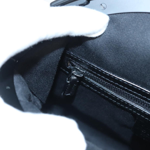 GUCCI GG Canvas Bamboo Push Lock Hand Bag Black Auth 119629A